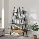 Sailboat-Inspired Bookshelf, 70.87 inch Industrial 4-Tier Open Storage Shelf with Drawer, Wooden & W2317P253500
