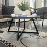 Round Coffee Table Wood Grain and Black Metal W2221P190907