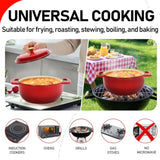 Cast iron 5QT cooking pot - Gradient red - Includes two silicone gloves - Enamel pot 72490556
