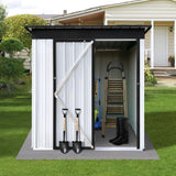 ZUN Metal garden sheds 5ftx3ft outdoor storage sheds White+Black W1350125818