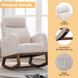 COOLMORE Rocking Chair, Modern Glider Chair, Recliner Armchair with Wood Legs and Side Pocket, W39590163
