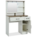 ZUN Farmhouse Makeup Vanity Desk with Mirror and Lights, 3 Lighting Modes, Vanity Set with Stool, 45077728