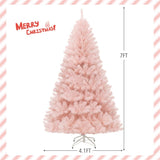 7ft Pink Artificial Christmas Tree Hinged Full Fir Tree with Metal Stand 84194368