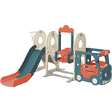 ZUN Kids Swing-N-Slide with Bus Play Structure, Freestanding Bus Toy with&Swing for Toddlers, Bus PP299290AAJ