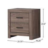 ZUN 2 Drawers MDF Nightstand in Barrel Oak Finish B016P255592