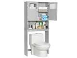 2-Door 3-Tier Toilet Cabinet MDF Melamine-Faced Bathroom Vanity 23.23*8.66*66.93in Grey 44440316