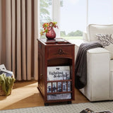 Powered Traditional End Table with Charging Station, Narrow Side Table with USB Ports and Outlets, W1693P227261