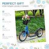 Youth Scooter with Adjustable Handlebars and plastic basket 16" Inflatable Rubber Tires -Blue 70179671