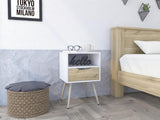 Haverson 1-Drawer 1-Shelf Nightstand White and Light Oak B06279999