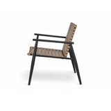 Modern Outdoor Chat Set 2 PE Rattan Chairs Black Steel & Tempered Glass Side Table Durable & N769P248124B