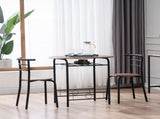 Fire Wood PVC Black Paint Breakfast Table for Couples with Curved Back 82020111