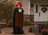 5.6ft Halloween Decorations Outdoor Life Size Animatronics Ghost with Pumpkin Head, Sound-Actived 09096478