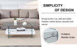 ZUN 43.3 Inch Modern Two-Tier Coffee Table - An Elegant Combination of Clear Glass and White Marble W2920P226070