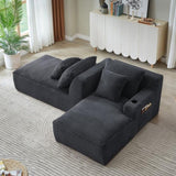Compressible double chaise lounge with cupholders - No Assembly Required, Fluffy Modern Sleeper W2339P346393