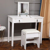 Flip Single Mirror Double Drawers Straight Feet Dresser White 53998961
