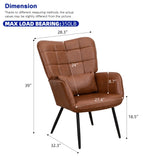 Bonded Leather Armchair, Modern Accent Chair High Back, Living Room Chairs with Metal Legs and Soft W2105P145981