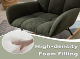 Teddy Fabric Wingback Glider Rocker with Side Storage Pocket, Soft Comfy Nursing Rocking Chair, 75138355