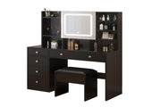 Pitted Particleboard With Triamine Coating, Tempered Glass Table Top, 5 Drawers, With Shelves, With 45527334