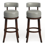 ZUN Sherly Set of 2 Bar stool 30" Swivel Stool Dark Oak Solid wood Dark Gray Leatherette Chairs Dining B01152174