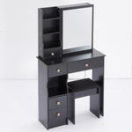 ZUN Small Size Left Drawer Desktop Vanity Table + Cushioned Stool, Extra Large Sliding Mirror, Multi W936P226017