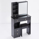 29.2" Small Space Left Drawer Desktop Vanity Table Cushioned Stool, Extra Large Right sliding W3258P299610