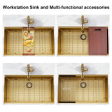 32 Gold Undermount Workstation Kitchen-32 x 19 Inch 16 Gauge Stainless Steel Undermount Kitchen W1386P304431