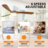 ZUN 42 inch Wood Ceiling Fans with Lights and Remote, Modern Flush Mount Low Profile Ceiling Fan with W2352P194114