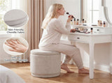 7.7 Gallon Round Storage Ottoman Foot Rest with Acacia Wood Frame, 400LBS Load Capacity Footstool 92858250