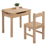 Flip Top Kids Table and Chair Set, Wood Activity Table Set with Storage Space for Arts Crafts, 58293120