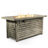 54inch Outdoor Fire Table Steel Fire Pit Table with Wood Grain Surface W853P166783