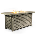 ZUN 54inch Outdoor Fire Table Steel Fire Pit Table with Wood Grain Surface W853P166783