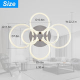 ZUN Modern LED, Flush Mount Ceiling Light with Dimmable Remote Control, 6Rings Acrylic Fixture for 33790869