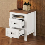 ZUN 2-Drawer Farmhouse Wooden Nightstand Well-proportioned Design and Sleek Lines, Wood Side Table WF317945AAK