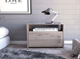 Nordico Nightstand , End Table, Side Table One Shelf, Single Door Cabinet, Metal Handle -Light Gray B07091971