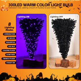 ZUN 6 FT Pre-lit Upside Down Artificial Christmas Tree, Black Halloween Tree with 250 Purple Lights and 38631116