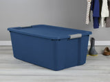 (2 pack) 34 Gallon Extra-Large Storage Bin, Plastic Storage Container with Latch Lid, Blue (Shipment 43472071