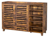 Shoe cabinet with 2 doors, 5 open compartments, and a tabletop with a back panel made of MDF 17073694
