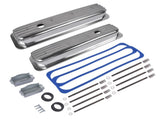Polished Short Finned Center Bolt Valve Covers w/ Gasket Fit for SBC 1987-1997 Small Block Chevy 70073957