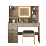 9262 gray particle board, tempered glass tabletop, linen finish, 5-drawer dressing table set with 82967963