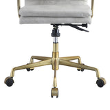 Vintage White and Chrome Swivel Office Chair B062P186452