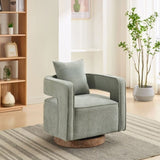 29.1"W Swivel Accent Open Back Chair Modern Comfy Sofa Chair With Weathered Base For Nursery Bedroom W1298P192483