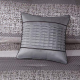 7 Piece Jacquard Comforter Set Grey/Taupe Cal King B03596940