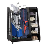Golf Bag for Garage, Premium Wooden Golf Clubs Storage Rack Fit 2 Golf Bags, Golf Trunk W1422P296350
