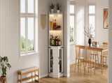 67.3" Corner Bar Cabinet with Power Outlet, Farmhouse Wine Bar Cabinet with Adjustable Shelves for 24661580
