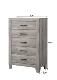 1pc Contemporary Five-Drawers Chest Bed Side Cabinet Wooden Furniture Rustic Gray Color B2741P334815
