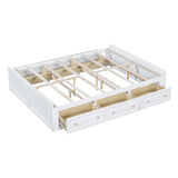 Wood Queen Size Platform Bed Frame with 6 Drawers, White 07431345