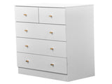 25.98"*15.75"*35.83" 4-Tier 5-Drawer Cabinet Drawer Dresser with Gold Handles White 41654231