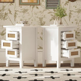 ZUN Wooden Nightstands Set of 2 with Rattan-Woven Surfaces and Three Drawers, Exquisite Elegance with WF318538AAK