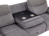 Gray Power Reclining Sofa Chenille Comfort Headrest Lumber Support Cup Holder Bluetooth Speaker B011P611080