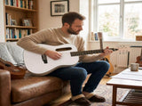 38 Inch Acoustic Guitar for Beginners, H Body Shape, Basswood Folk Guitar in Cream White, 6-String 58112789